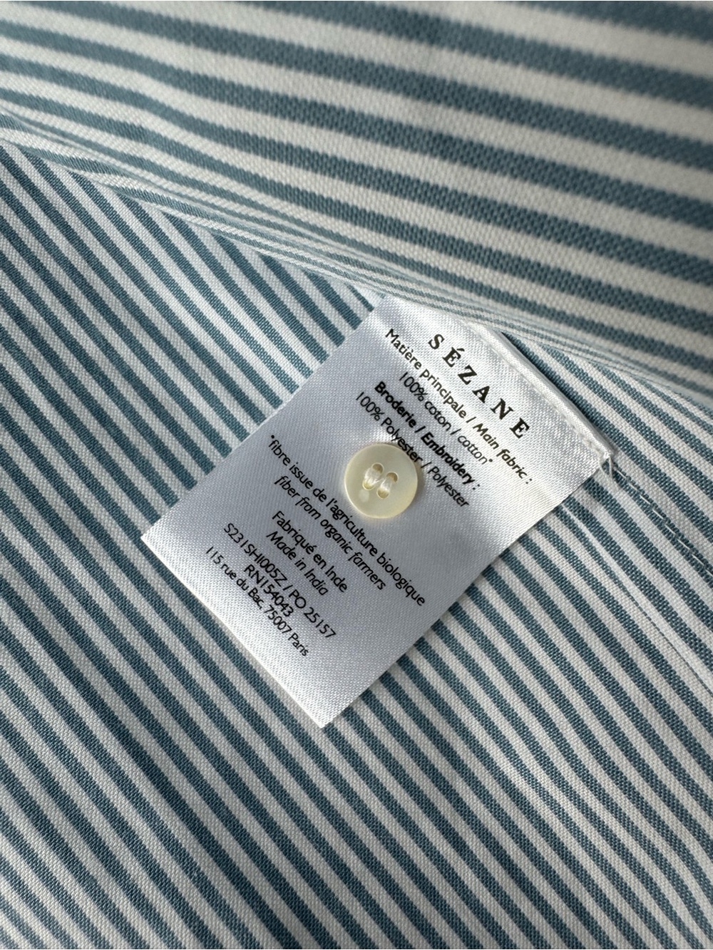 Sézane Chloe Shirt Stripes Ecru/Blue 36 (4) - Picture 6 of 6